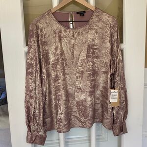 Halogen Metallic Mauve Long Sleeve Blouse